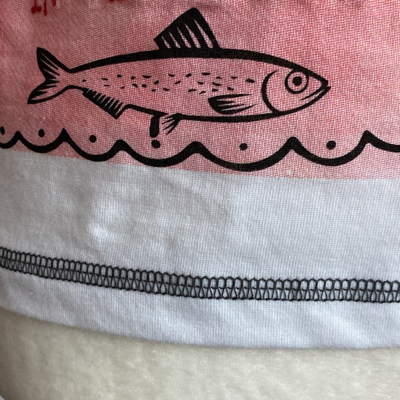 Trendy Collage of Sardines T-Shirt with Embroidered Wording - Picture 6 of 10